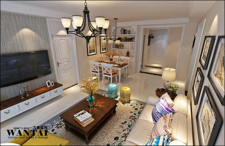 济宁太白国际140平三居室美式风格装修设计案例